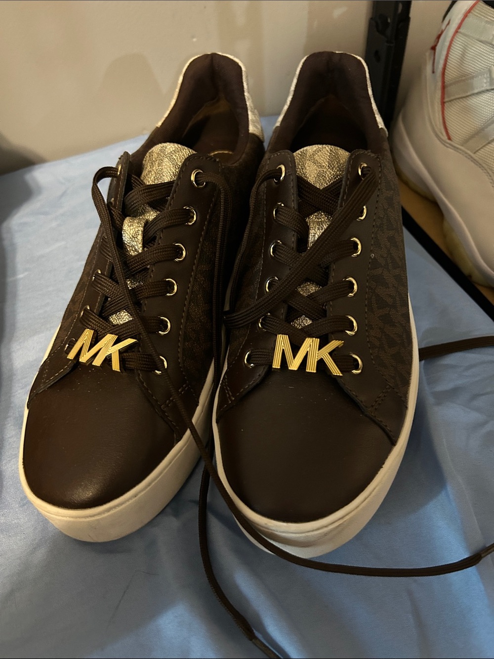 Michael Kors Brown & Gold MK Logo Low-Top Sneakers